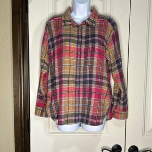 American Eagle Outfitters Plaid Button Down Shirt - Red, Yellow, Black